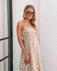 Crescent Dress - Beige Spot | Women's Polka Dot Midi Dress