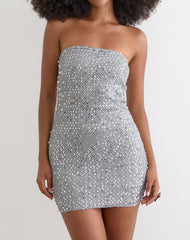Dalanis Mini Dress in Sheer Sequin Silver