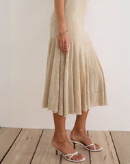 Disini Midi Dress in Moss Petal Coconut Milk