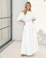 Emmanuelle White Dress | Women's One Shoulder Maxi Dress