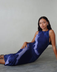 Fayola Printed Maxi Dress in Watercolour Navy