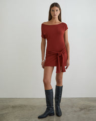 Genya Mini Dress in Jersey Fired Brick