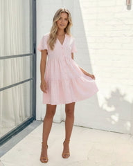 Galinda Dress - Soft Pink | Women's Tiered Mini Dress