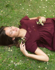 Imiraty Babydoll Mini Dress in Poplin Maroon