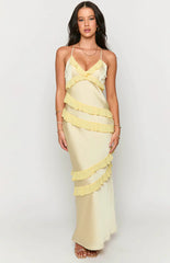 Inara Yellow Ruffle Maxi Dress