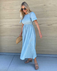 Iolana dress - Sage | Women's Cotton Smock Midi Dress