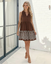 Iona Choc Print Dress | Women's Embroidered Mini Dress