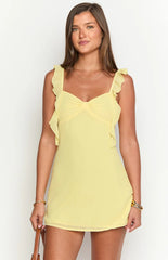 Joyce Yellow Chiffon Mini Dress