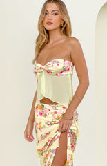 Jacqulin Yellow Bloom Strapless Top