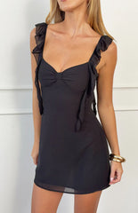 Joyce Black Chiffon Mini Dress
