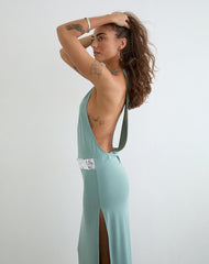 Karuna High Neck Maxi Dress in Aqua Grey
