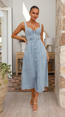 Abrianna Midi Dress - Light Denim