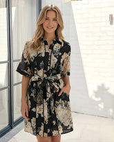Laureana Dress - Midnight Blooms | Women's Floral Print Midi Dress
