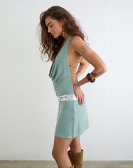 Miharu Mini Dress in Aqua Grey