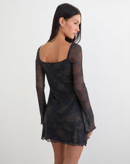 Modena Long Sleeve Dress in Dynamic Rose
