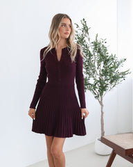 Marifi Knit Dress - Maroon | Women's Knit Midi Dress
