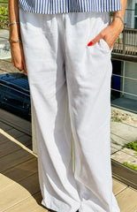 Moana White Linen Blend Pants