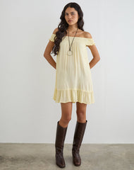 Panasi Mini Dress in Crinkle Butter Yellow