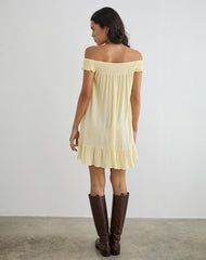 Panasi Mini Dress in Crinkle Butter Yellow