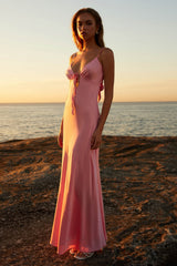 Flora Satin Maxi Dress - Candy