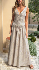 Sanya Maxi Dress - Beige Check