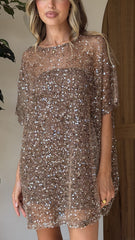 Zanthe Sequin Mini Dress - Mocha