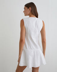 Raspati Mini Dress in Broderie White