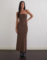 Rosaga Maxi Dress in Big Polka Flock Brown