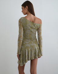 Ruhato Mini Dress in Moss Petal Olive