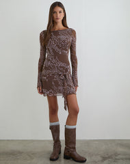 Salira Mini Dress in Moonlit Blossom Brown