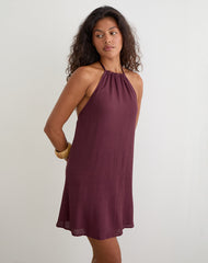 Sonnet Mini Dress in Crinkle Plum