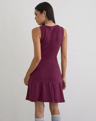 Supriati Mini Dress in Rayon Jersey Deep Purple