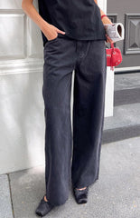 She's Yours Black Wide Leg Boyfriend Jeans