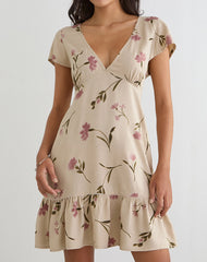 Visoca Mini Dress in Bloom Leafy Taupe