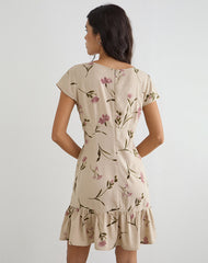 Visoca Mini Dress in Bloom Leafy Taupe