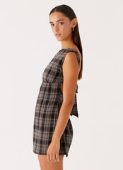 Vella Mini Dress - Brown Check