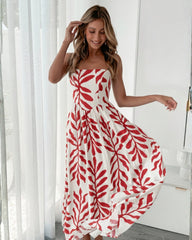 Vyraiah Red Print Dress | Women's Printed Midi Dress