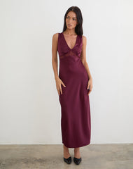 Zarita Satin Maxi Dress in Zinfandel