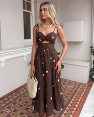 Zeinab Choc Spot Dress | Women's Polka Dot Midi Dress