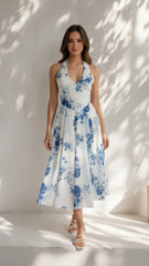 Maribel Floral Halter Midi Dress
