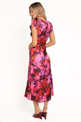 Lisbeth Midi Dress - Magenta Floral