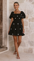 Marissa Mini Dress - Black Polka