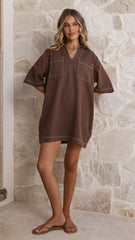 Ilia Denim Mini Dress - Chocolate