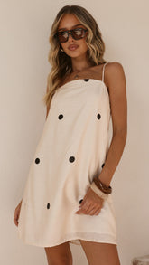 Nalu Mini Dress - Cream Polka