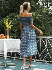 Off Shoulder Floral Slit Dress