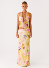 Main Act Halter Maxi Dress - Sunburst Floral
