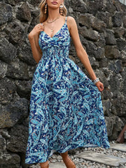 Paisley Print Spaghetti Strap Midi Dress