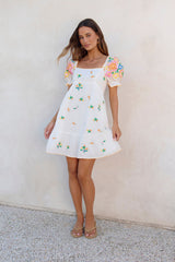 Field Of Blooms Mini Dress White
