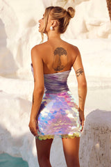 Gilded Shimmy Mini Skirt - White Multi