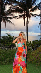 Rahima Maxi Dress - Orange Floral